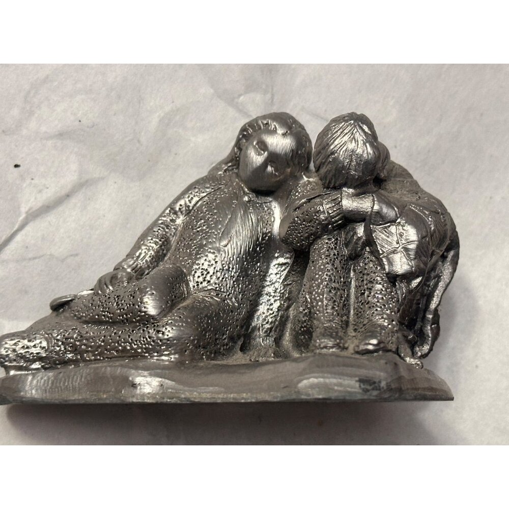 Michael Ricker Pewter Figurine Brother Sister Crying‎ 2000 Children Sitting